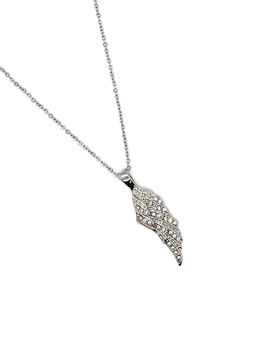 SK1506 Ladies Angel Wing Crystal Necklace 19" Stainless Steel Motorcycle Jewelry