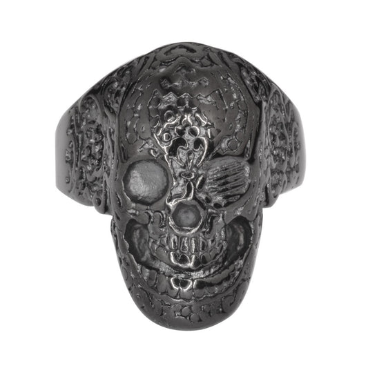 SK1753 Gents Tattoo's Gone Wild Ring Black Edition Stainless Steel Motorcycle Biker Jewelry