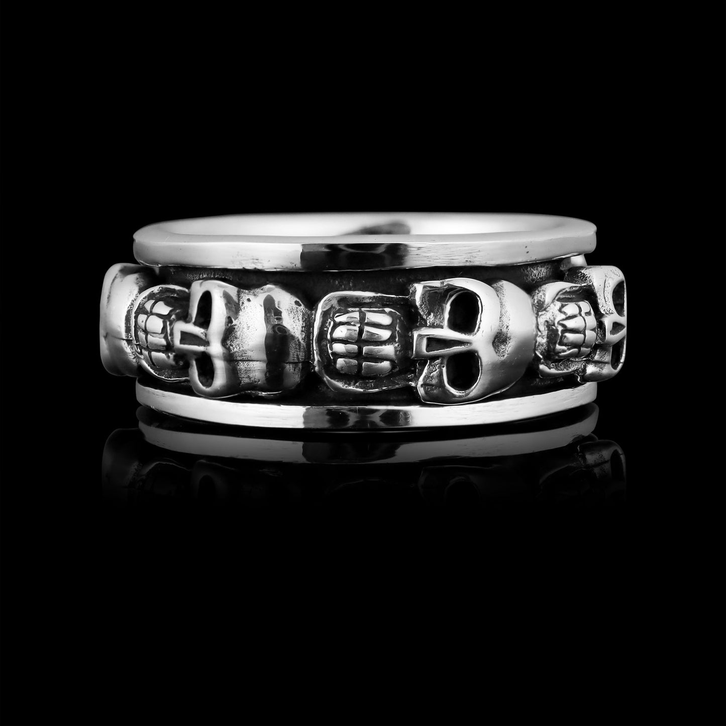Sterling Silver Skull Spinner Ring