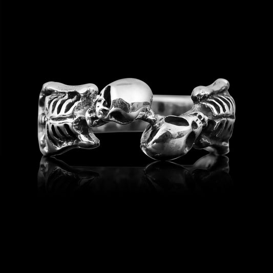 Sterling Silver Two Skeletons Unisex Ring