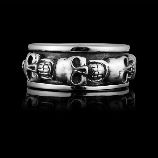 Sterling Silver Skull Spinner Ring
