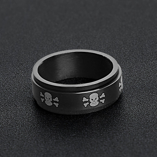Black & White Skull Spinner Ring