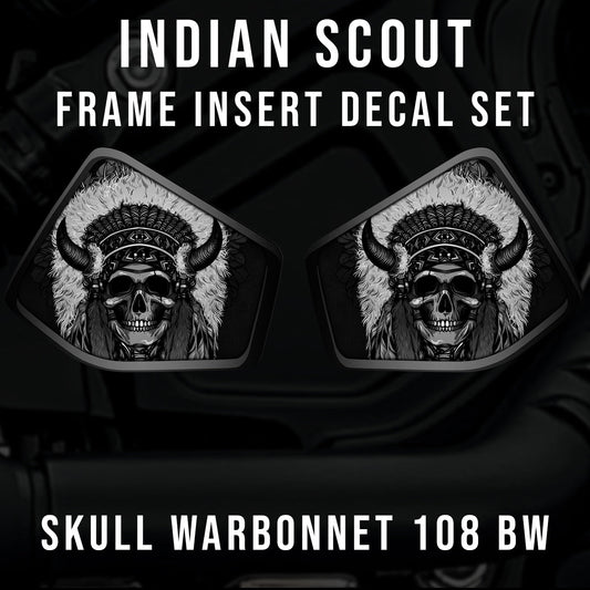Indian Scout Mid-Frame Insert - Skull Warbonnet 108 BW