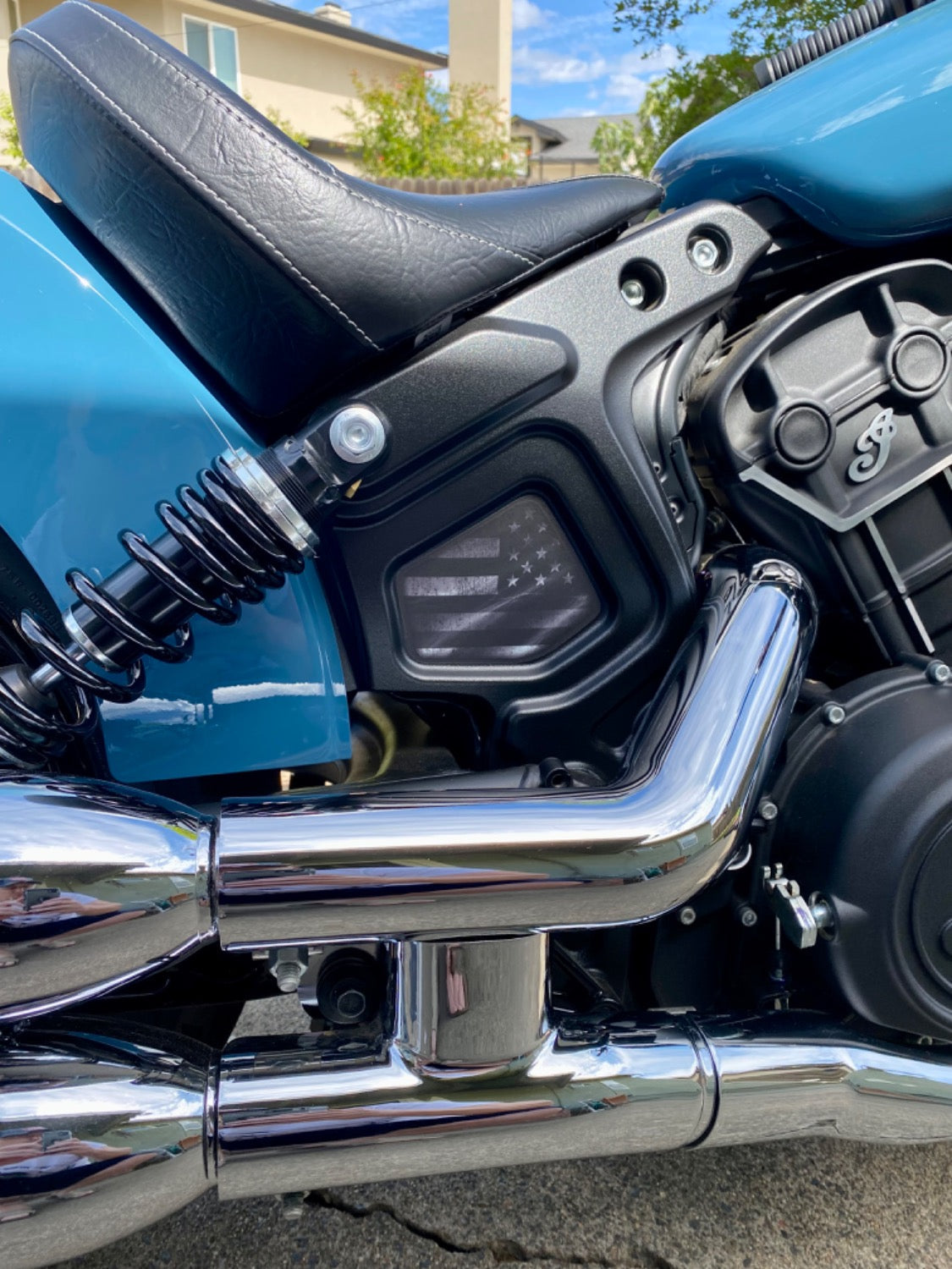 Indian Scout Mid-Frame Insert - B&W Flag