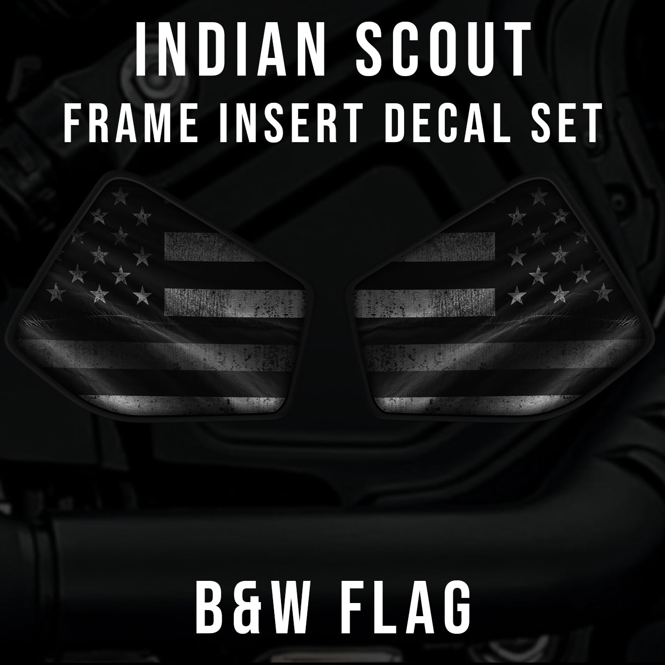 Indian Scout Mid-Frame Insert - B&W Flag