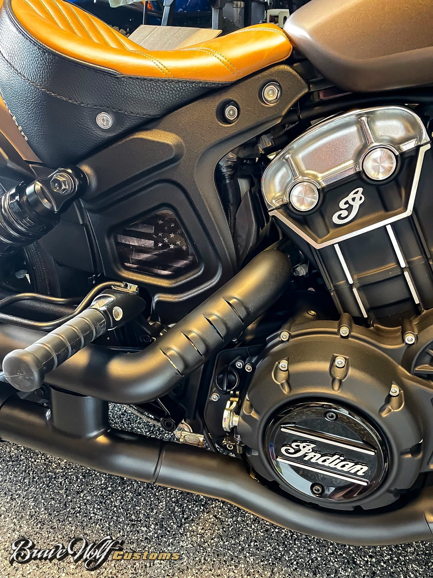 Indian Scout Mid-Frame Insert - B&W Flag