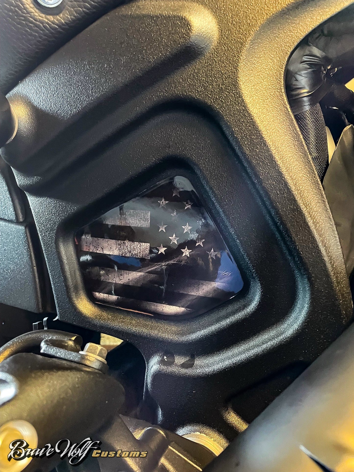 Indian Scout Mid-Frame Insert - B&W Flag