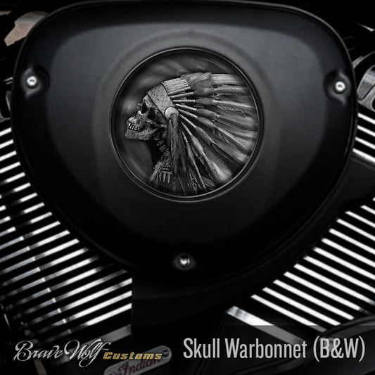 Skull Warbonnet - 5 Inch Decal (B&W)
