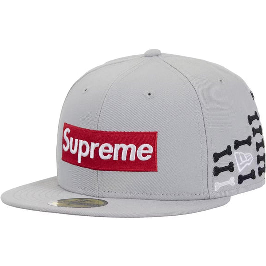 Supreme Bones Box Logo New Era 59Fifty Fitted Hat Grey