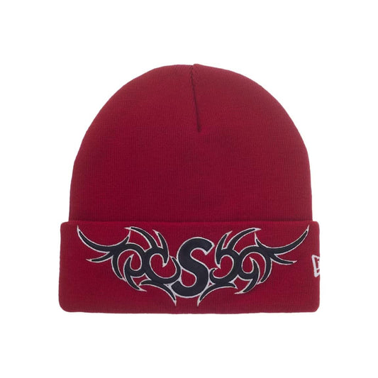 Supreme New Era Tribal S Logo Beanie Red
