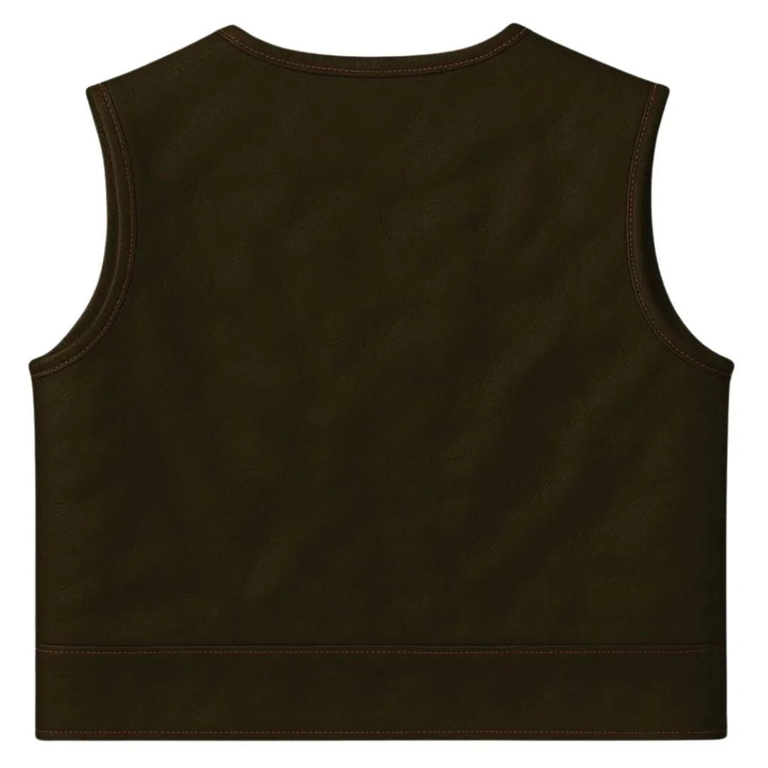 Legendary LowLife NCP Dark Chocolate Cropped Fitted Leather Club Style Motorcycle Vest