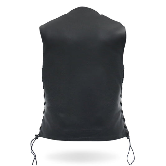 Hot Leathers VSL1008 Ladies Black Motorcycle 'Ten Pocket' Leather Biker Vest