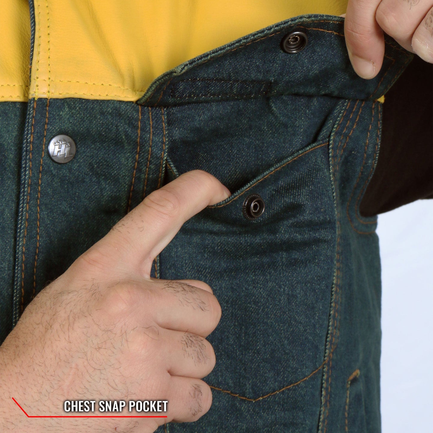 Hot Leathers Men's Leather and Denium Conceal Carry Vest VSM6103