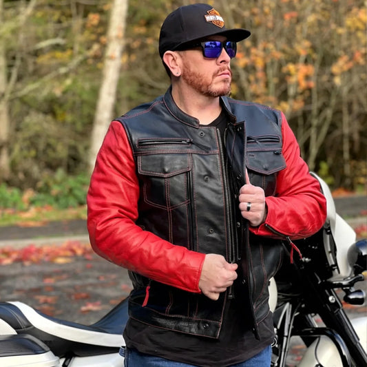 Vincent Men's Cafe Style Leather Jacket