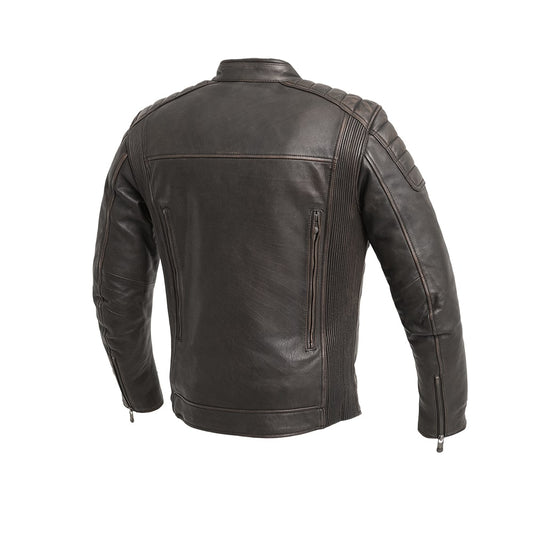 Crusader Men's Motorcycle Leather Jacket Brown Beige