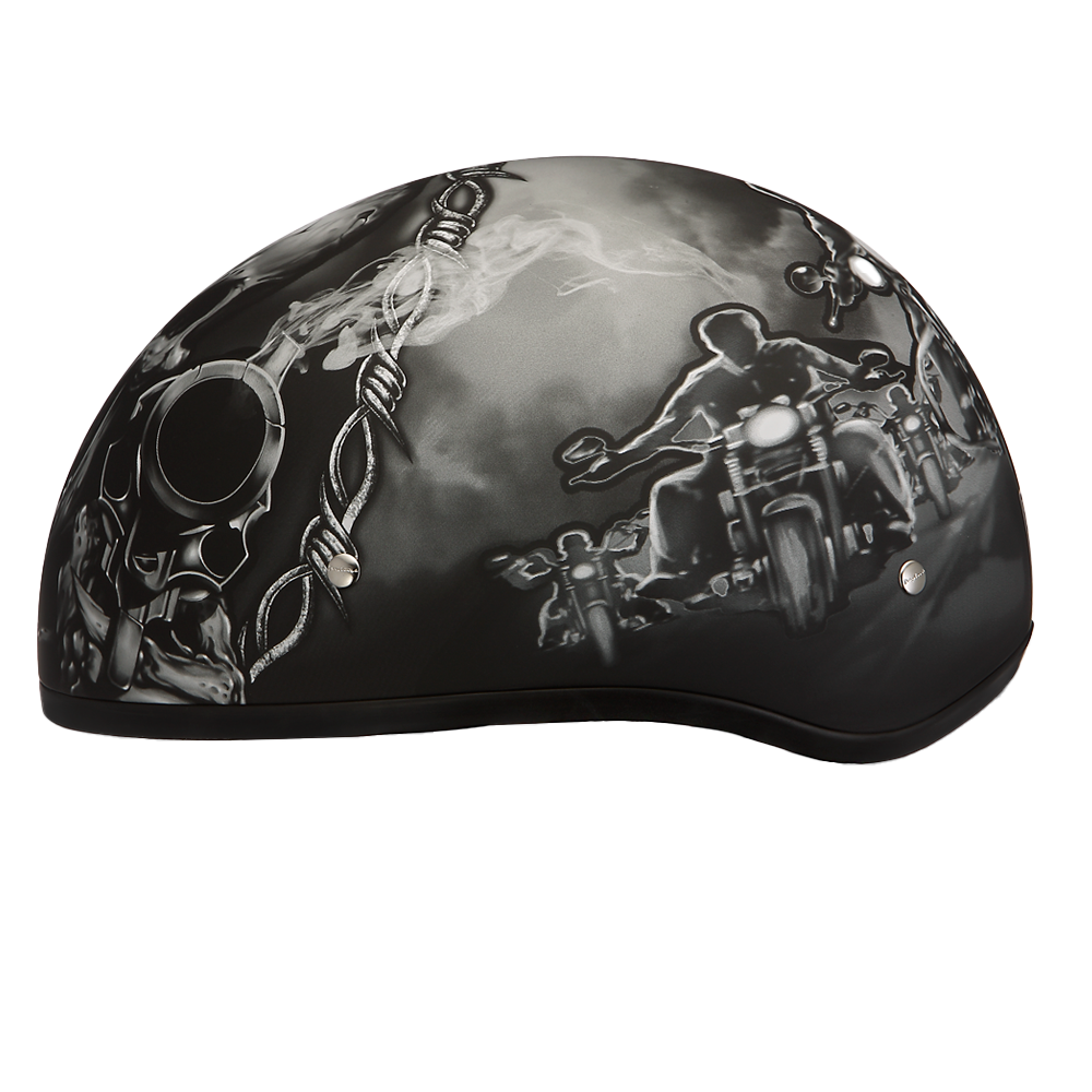 dot certified skull motorcycle helmet Daytona Skull Cap Guns Half Face Motorcycle Helmet, XS