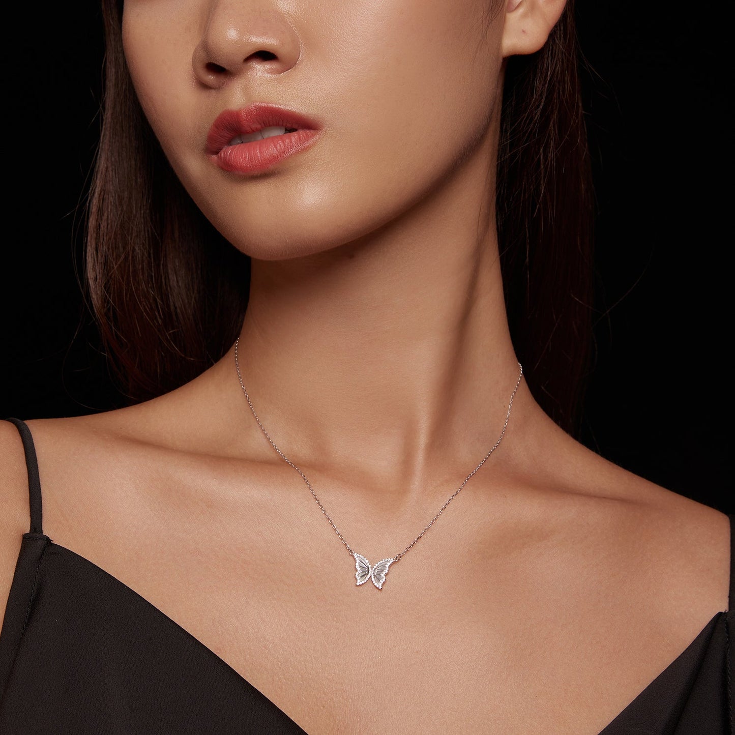 S925 Sterling Silver Plated Nacre & CZ Necklace, 40+5cm for Women