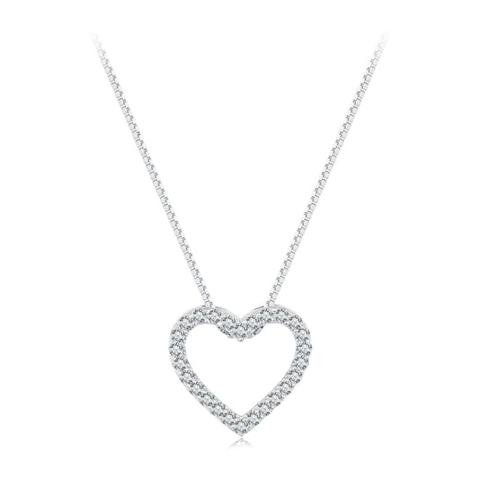S925 Sterling Silver Necklace with Moissanite, 400mm + 50mm, Platinum Plated, Women