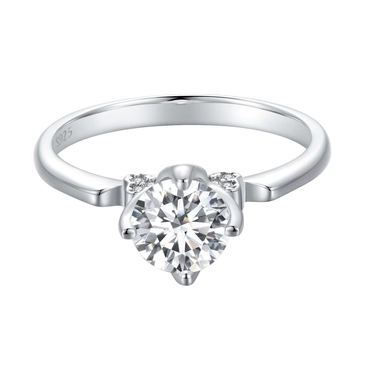925 Sterling Silver 1.0 Carat Moissanite Ring in Size 8