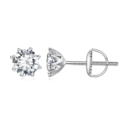 S925 Silver 0.5 Carat Moissanite Earrings 6.0mm for Women