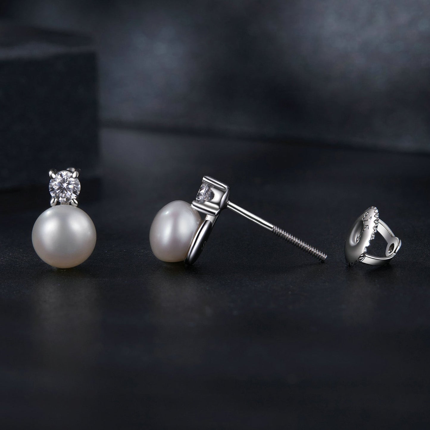 925 Sterling Silver Moissanite 0.1ct Freshwater Pearl Earrings for Women