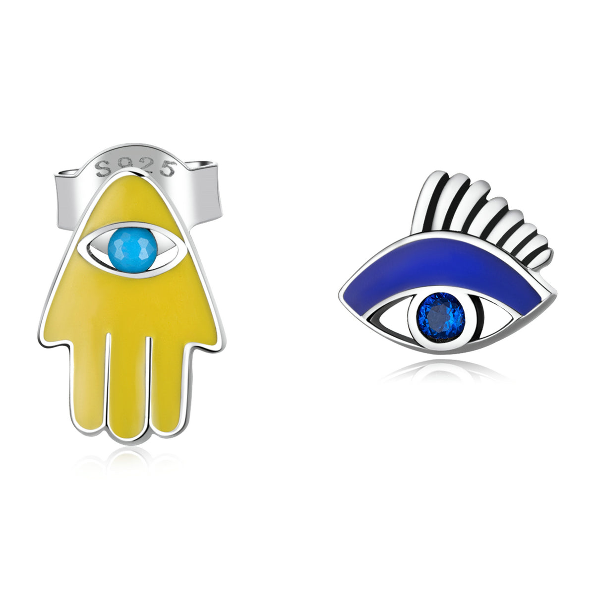 S925 Sterling Silver Enamel Pavé Set CZ Earrings