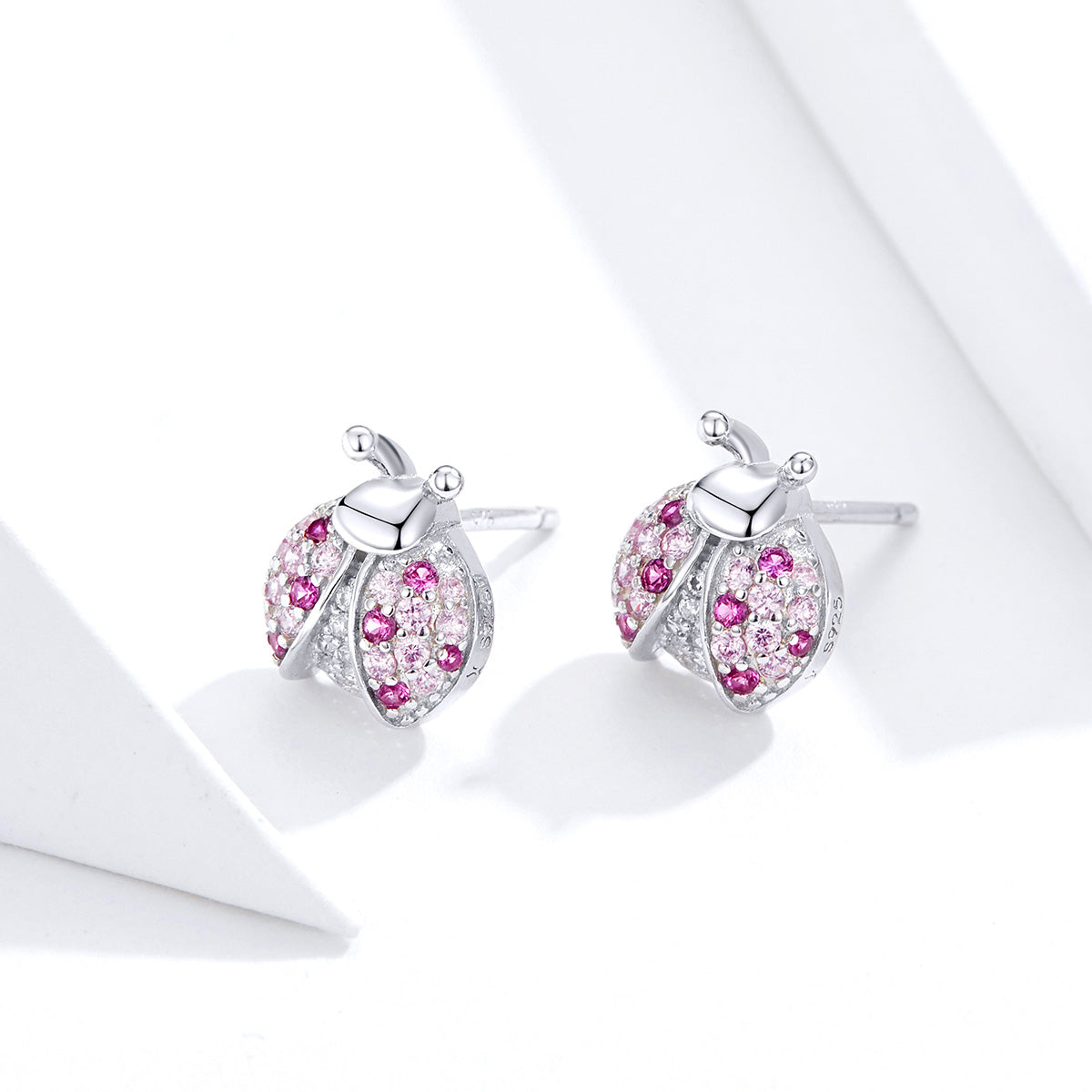 925 Sterling Silver Earrings with Pavé Setting CZ 1x0.9cm for Women