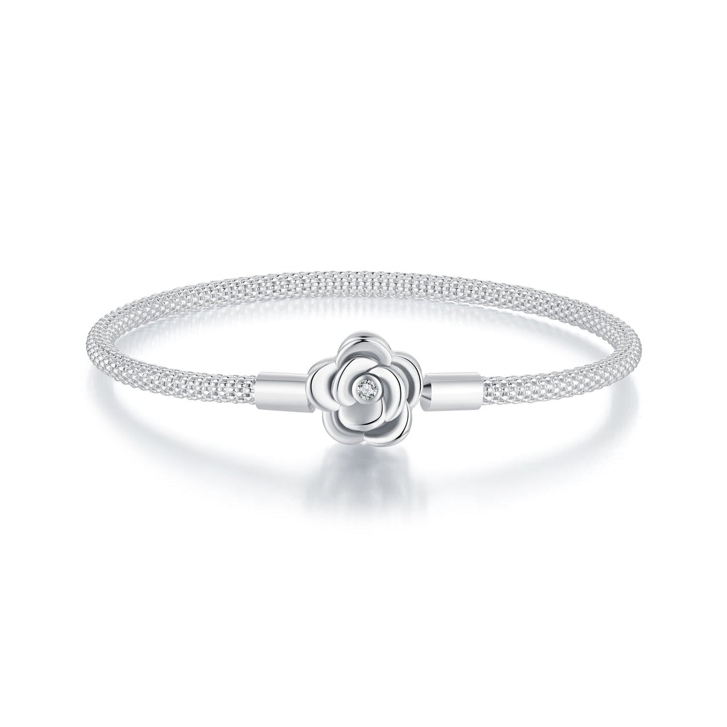 925 Sterling Silver Bracelet with Oxidized Finish and CZ 17.0 cm