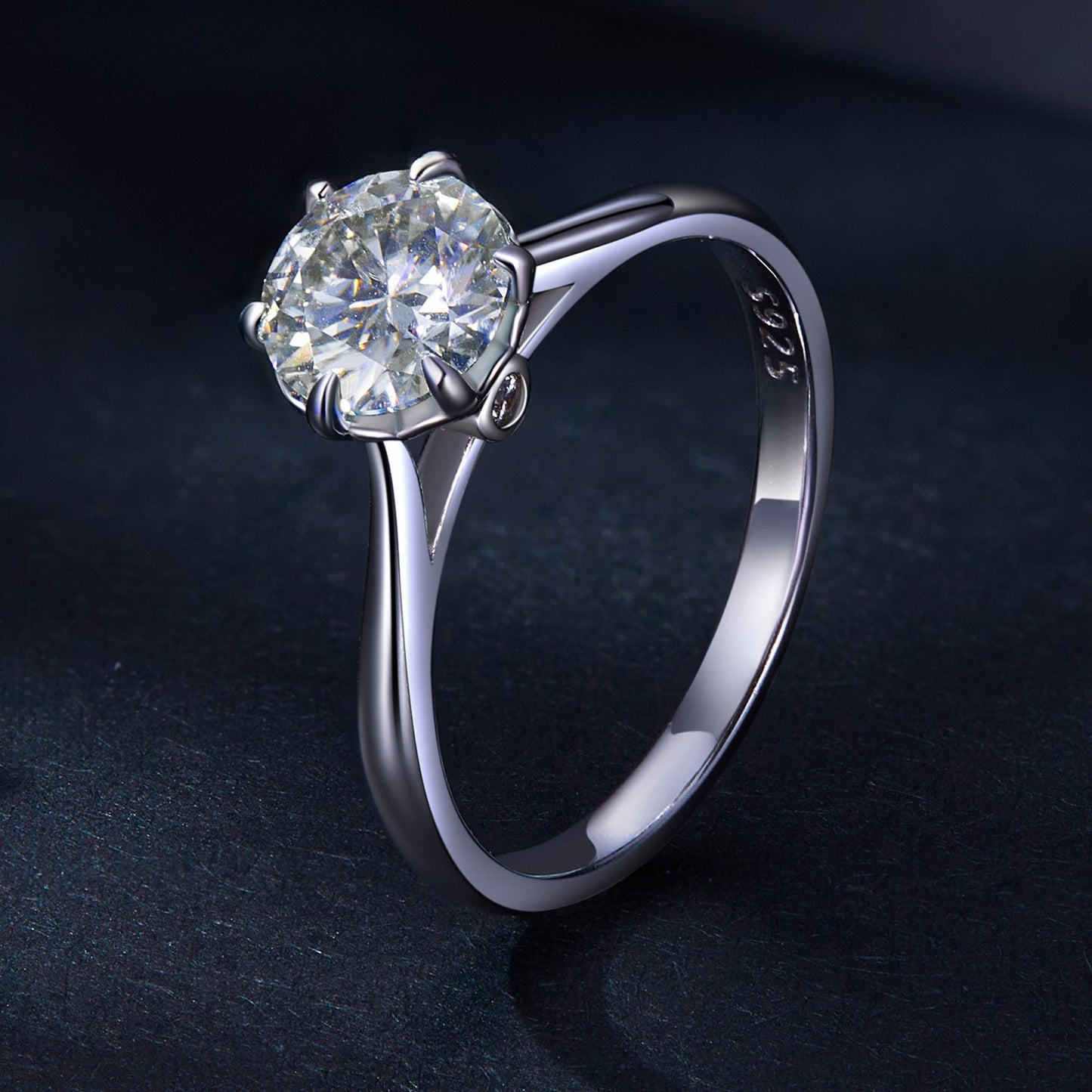 925 Sterling Silver Moissanite 1 Carat Ring Size 6 for Women