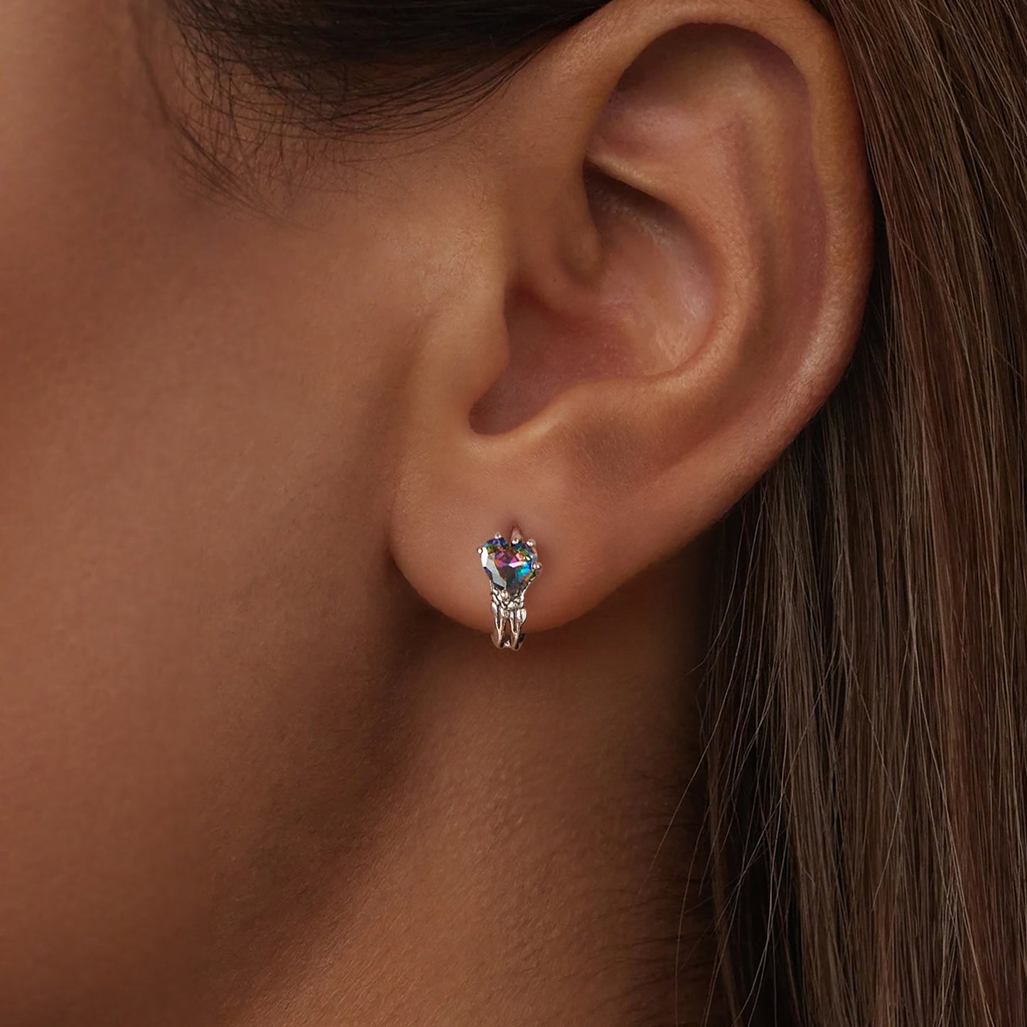 925 Sterling Silver Earrings with Transparent Glass for Women