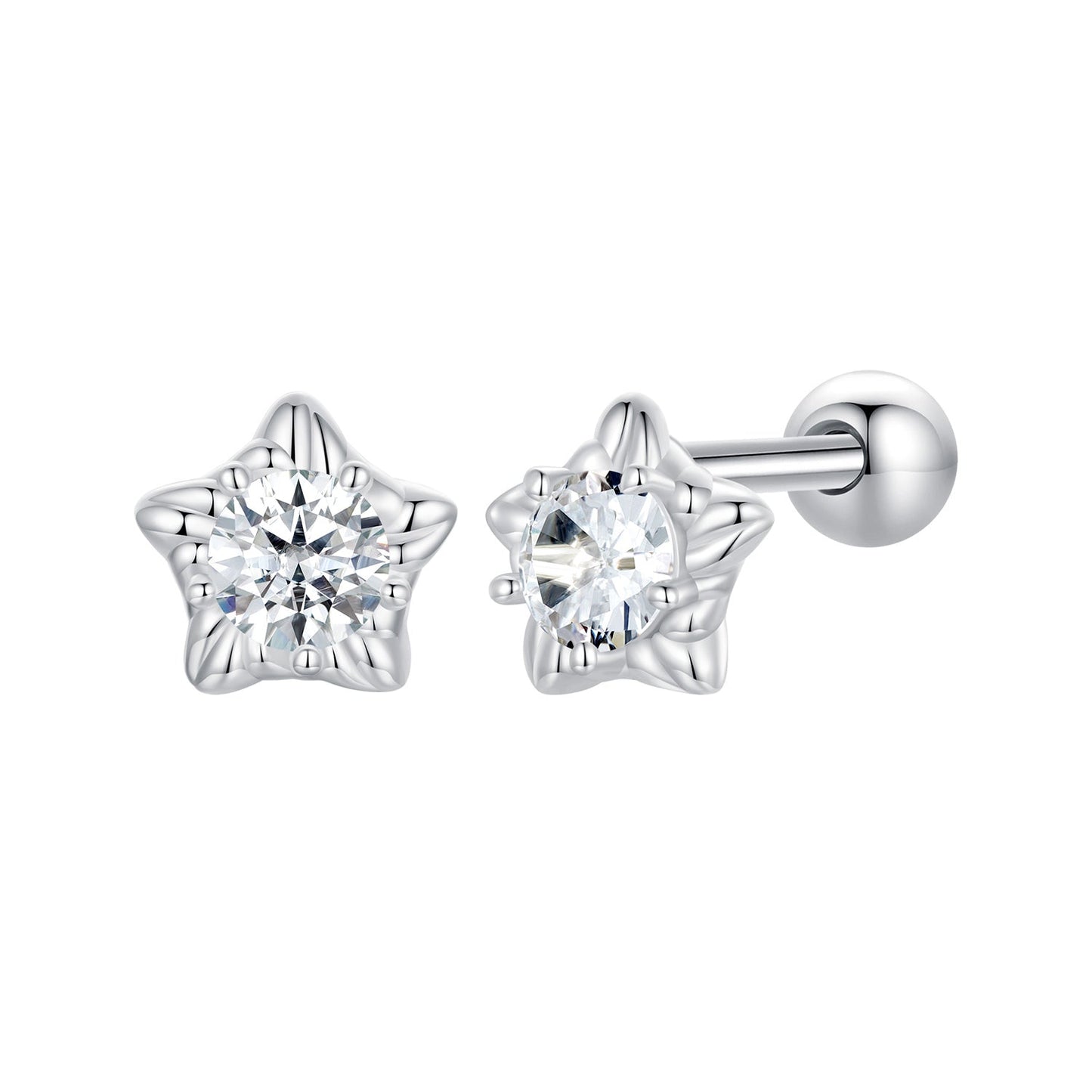 925 Sterling Silver Moissanite Stud Earrings 5mm for Women