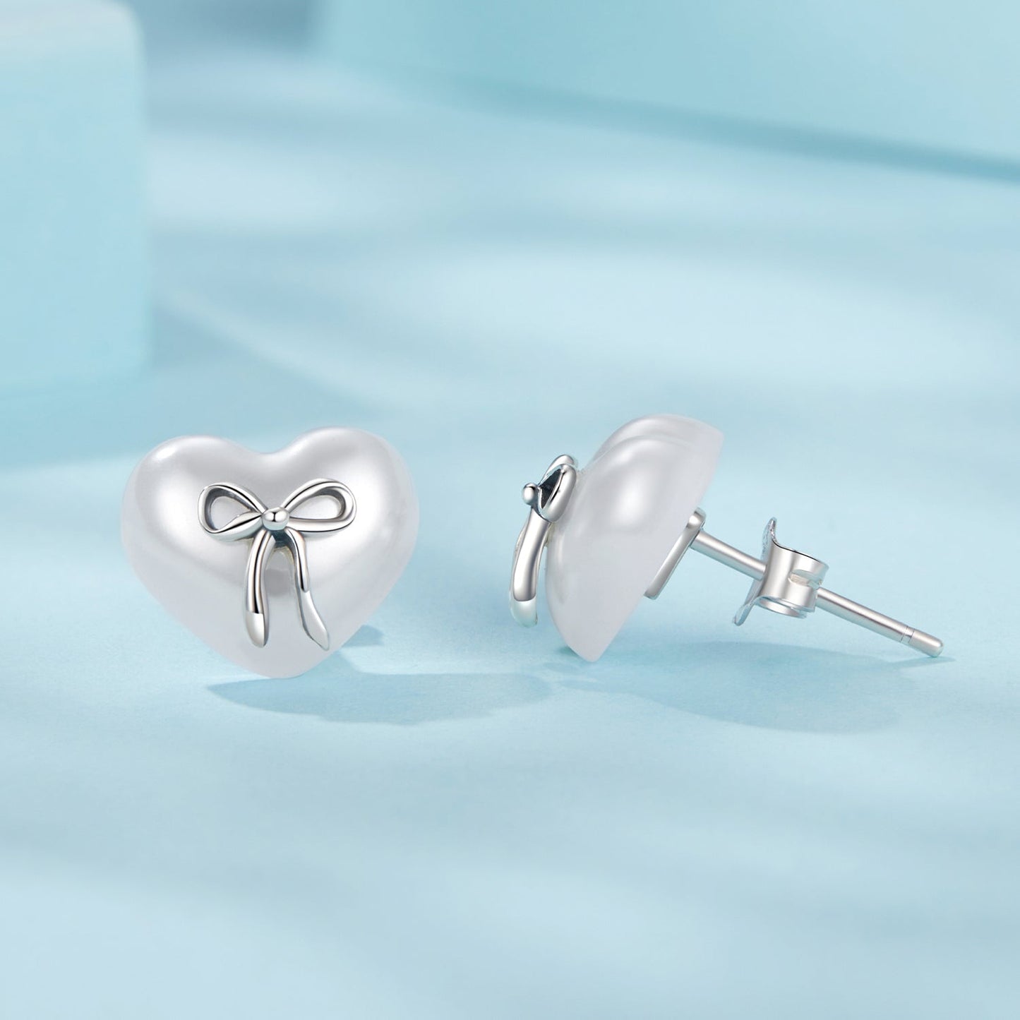 925 Sterling Silver Earrings with Quality Shell Pearl, Size 1*1.2cm for Women
