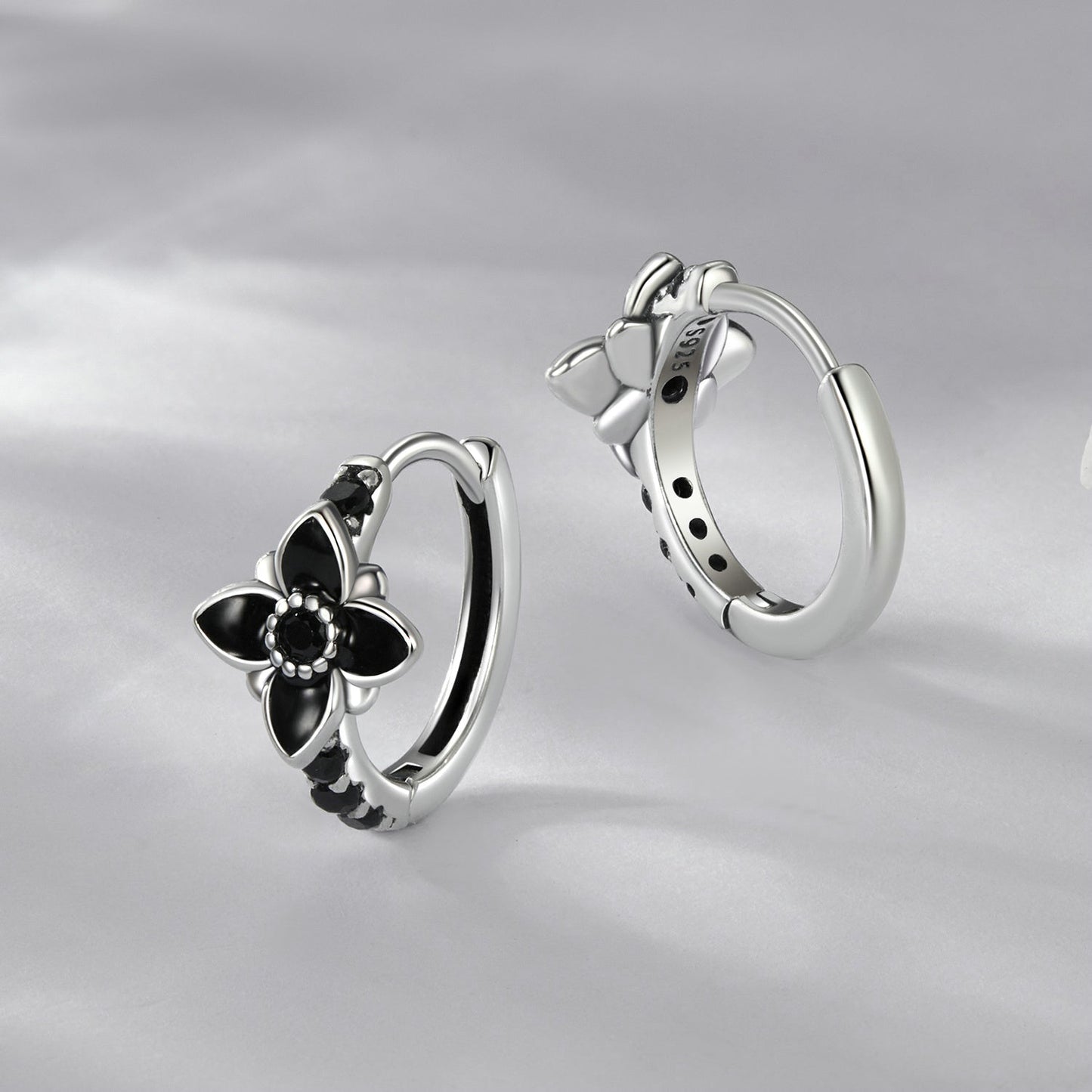 925 Sterling Silver Enamel and CZ Earrings for Women
