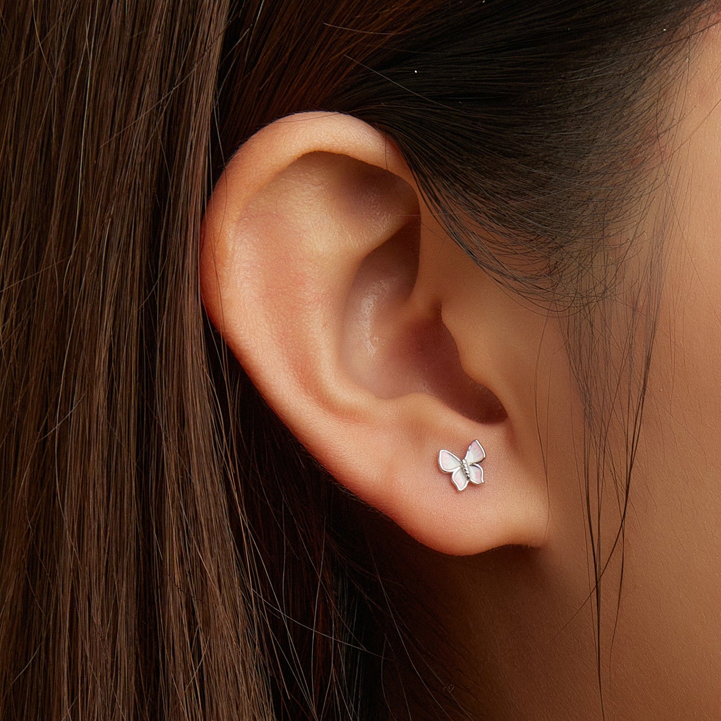 925 Sterling Silver Earrings with Enamel Process, 0.6cm, for Women