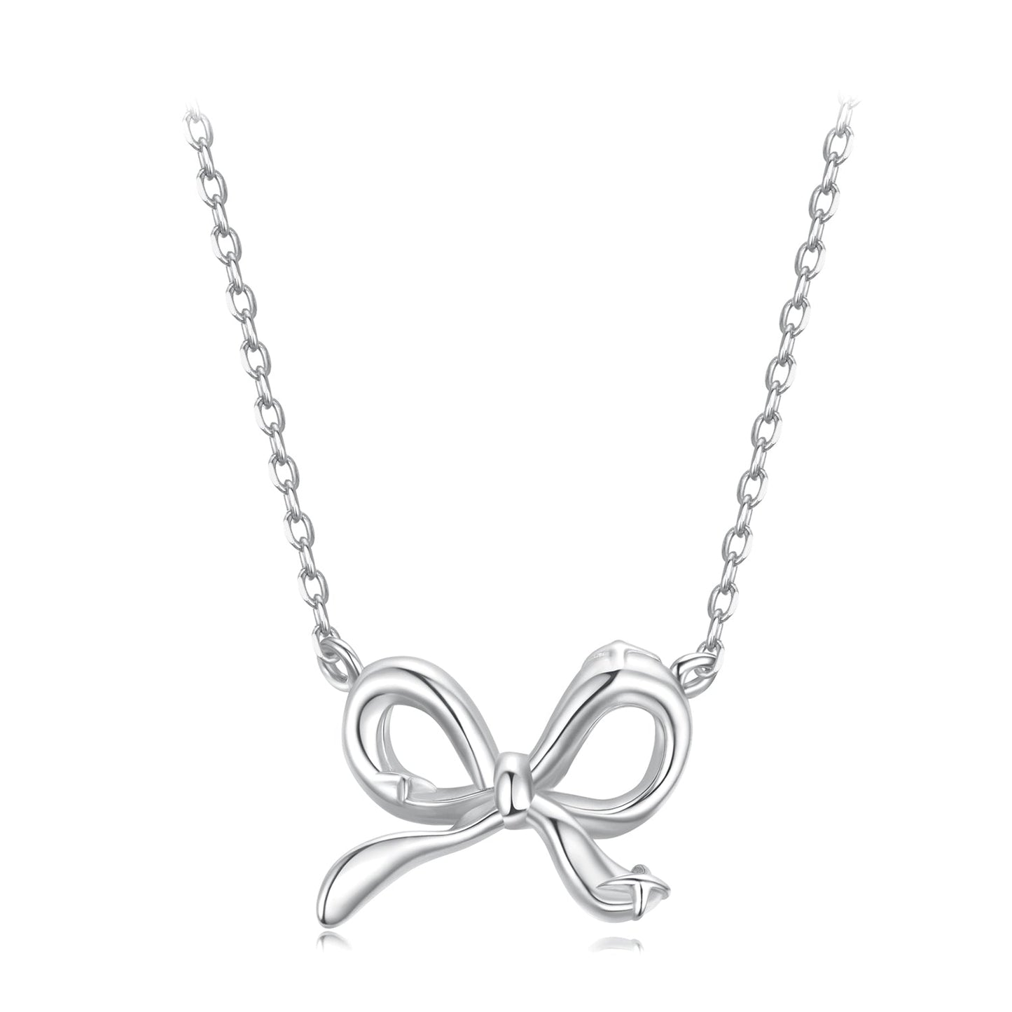 925 Sterling Silver Plated White Gold 40+5cm Adjustable Necklace for Women