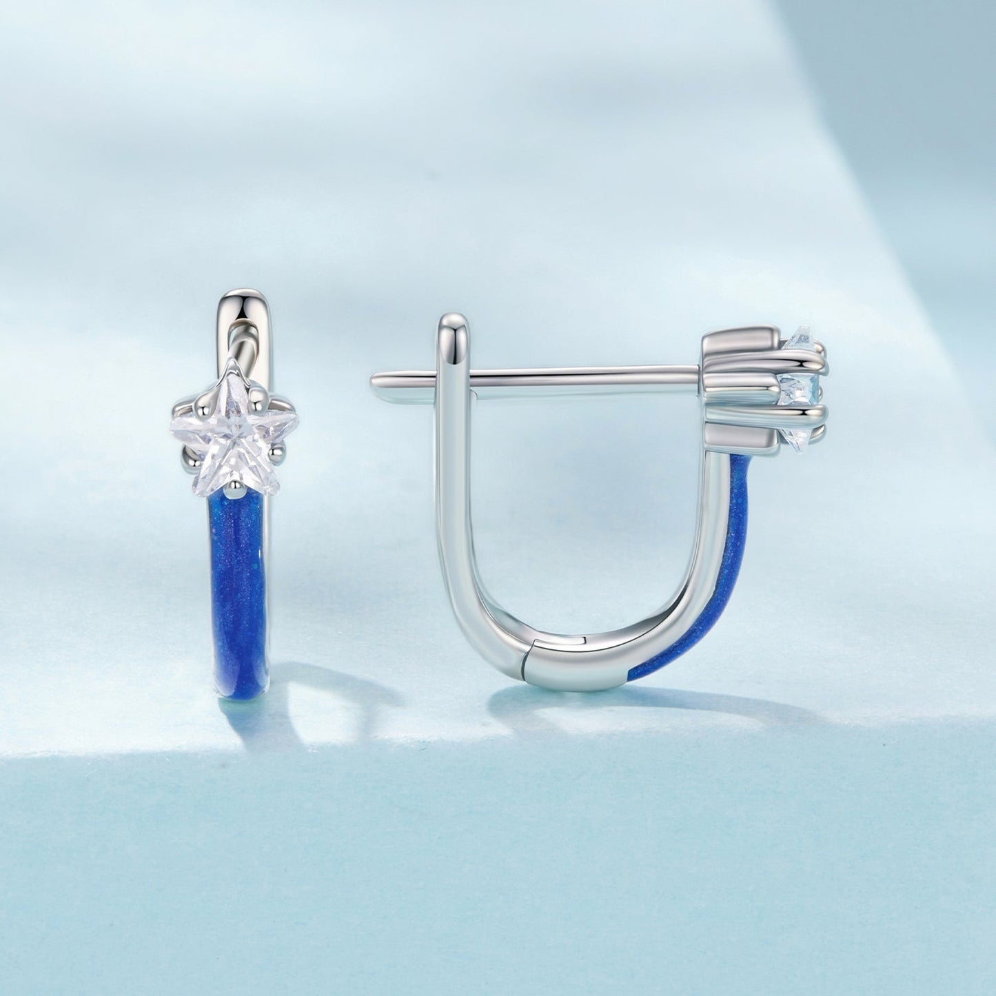925 Sterling Silver Enamel Earrings with Pavé CZ for Women