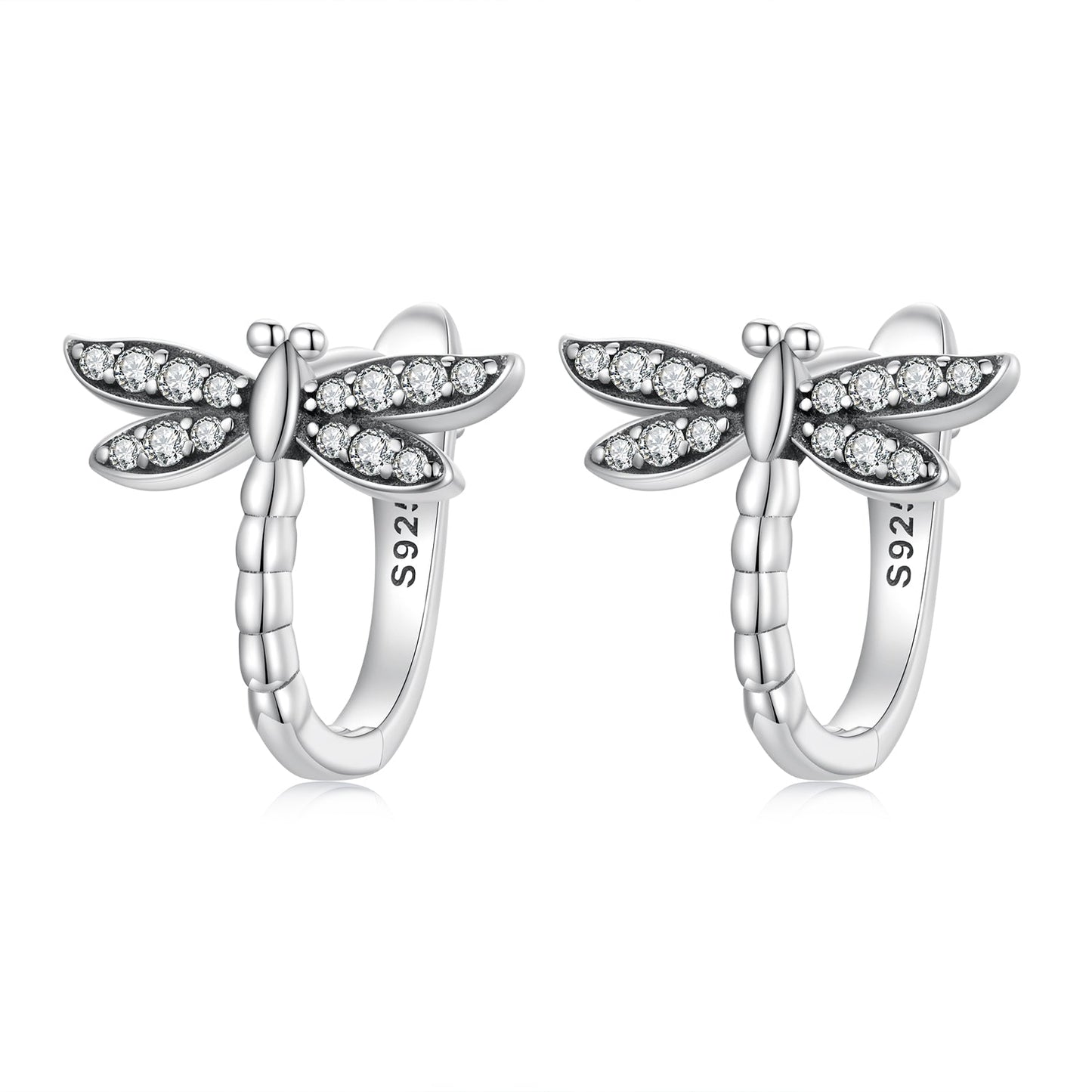 925 Sterling Silver Earrings with Pavé Setting CZ, Oxidized Finish, 1.3cm for Women