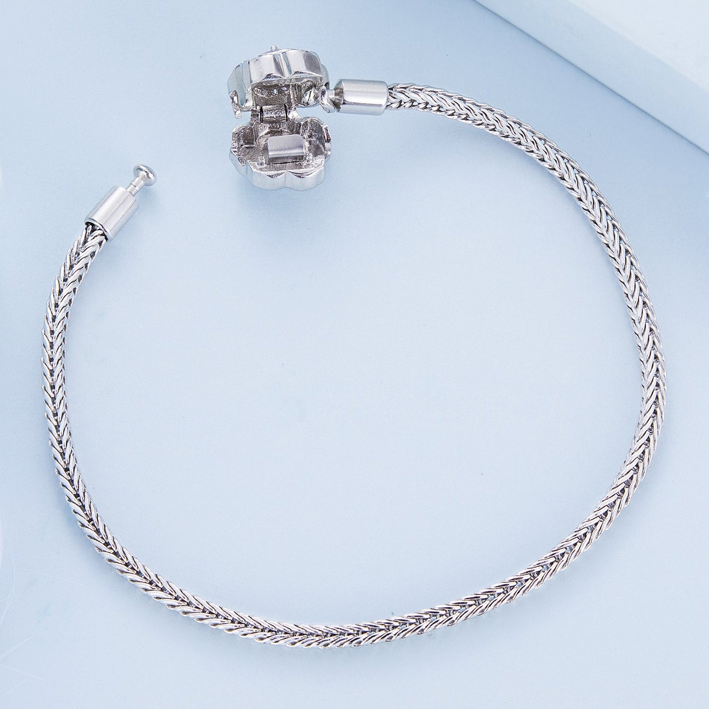 925 Sterling Silver Bracelet with Pavé Setting CZ, 17cm for Women