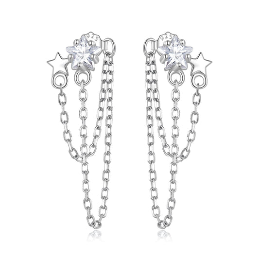 S925 Sterling Silver Pavé CZ Earrings, 0.9cm for Women