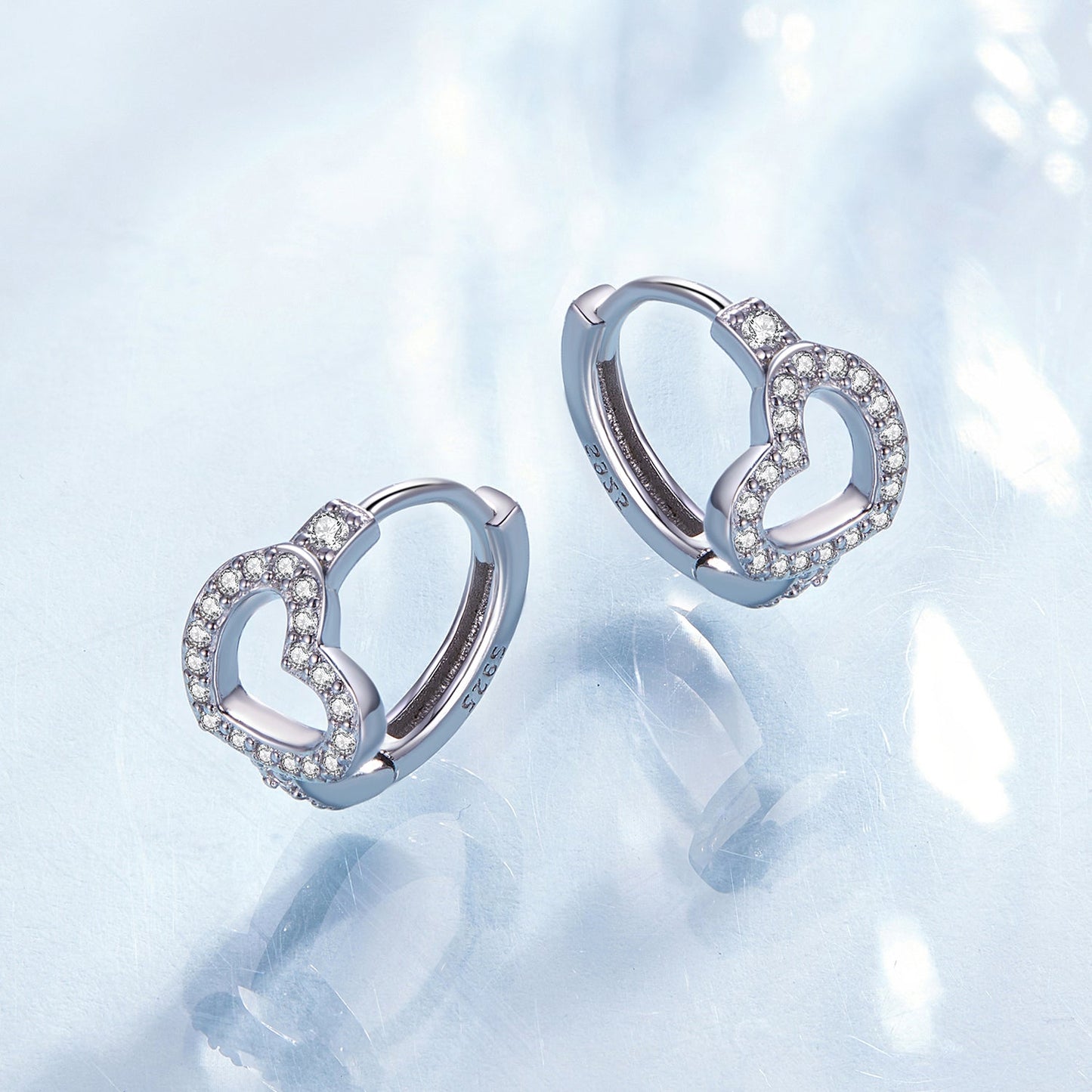 925 Sterling Silver Blue Pavé Setting CZ Earrings 12x8mm for Women