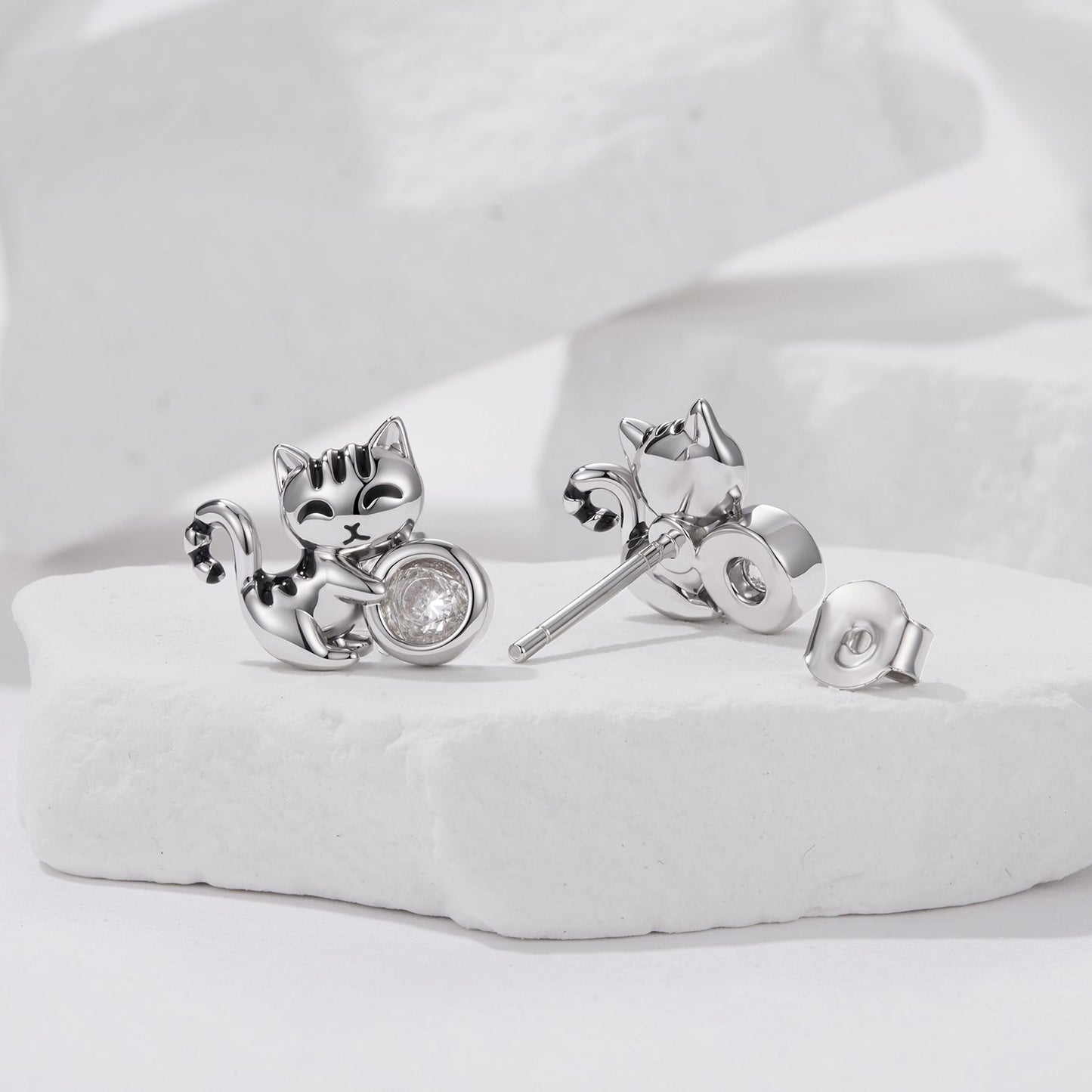 925 Sterling Silver Brass White Gold Plated Earrings with CZ for Women