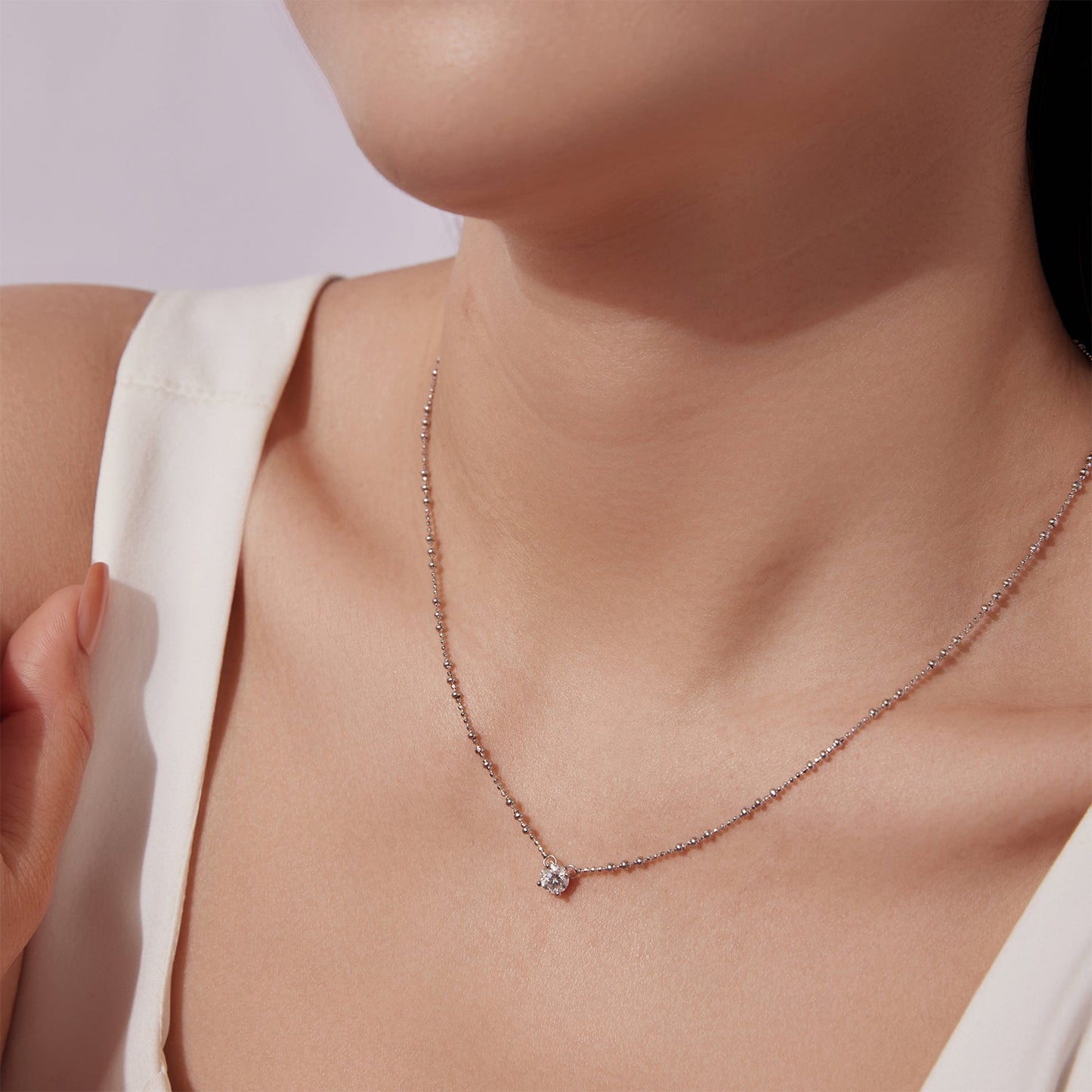 925 Sterling Silver 0.5 Carat Moissanite Necklace for Women