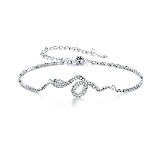 S925 Sterling Silver & Pavé CZ Platinum-Plated Bracelet