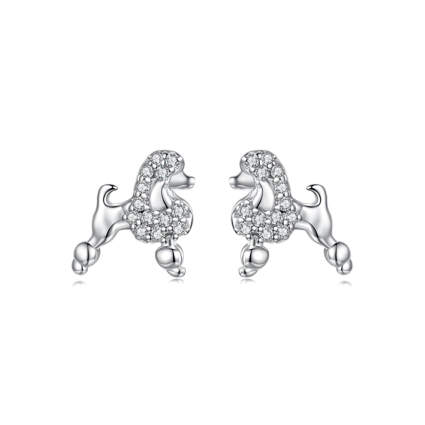 925 Sterling Silver White Gold Plated Pavé CZ Earrings