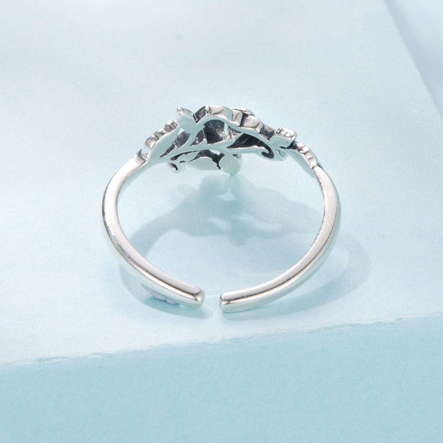 925 Sterling Silver Oxidized Adjustable Ring for Women