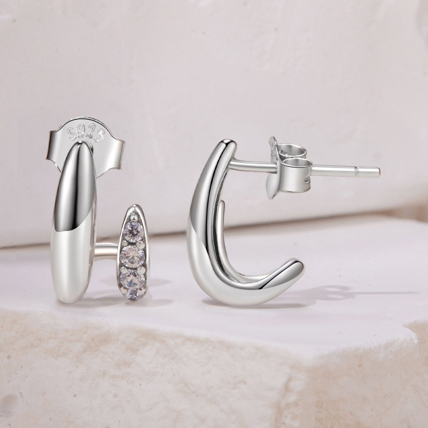 925 Sterling Silver Earrings with Pavé Setting CZ