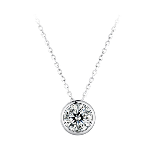 S925 Sterling Silver Moissanite Necklace 400mm with 1ct Moissanite for Women