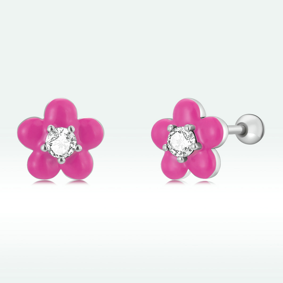 S925 Sterling Silver CZ Pavé Enamel Oxidized Earrings