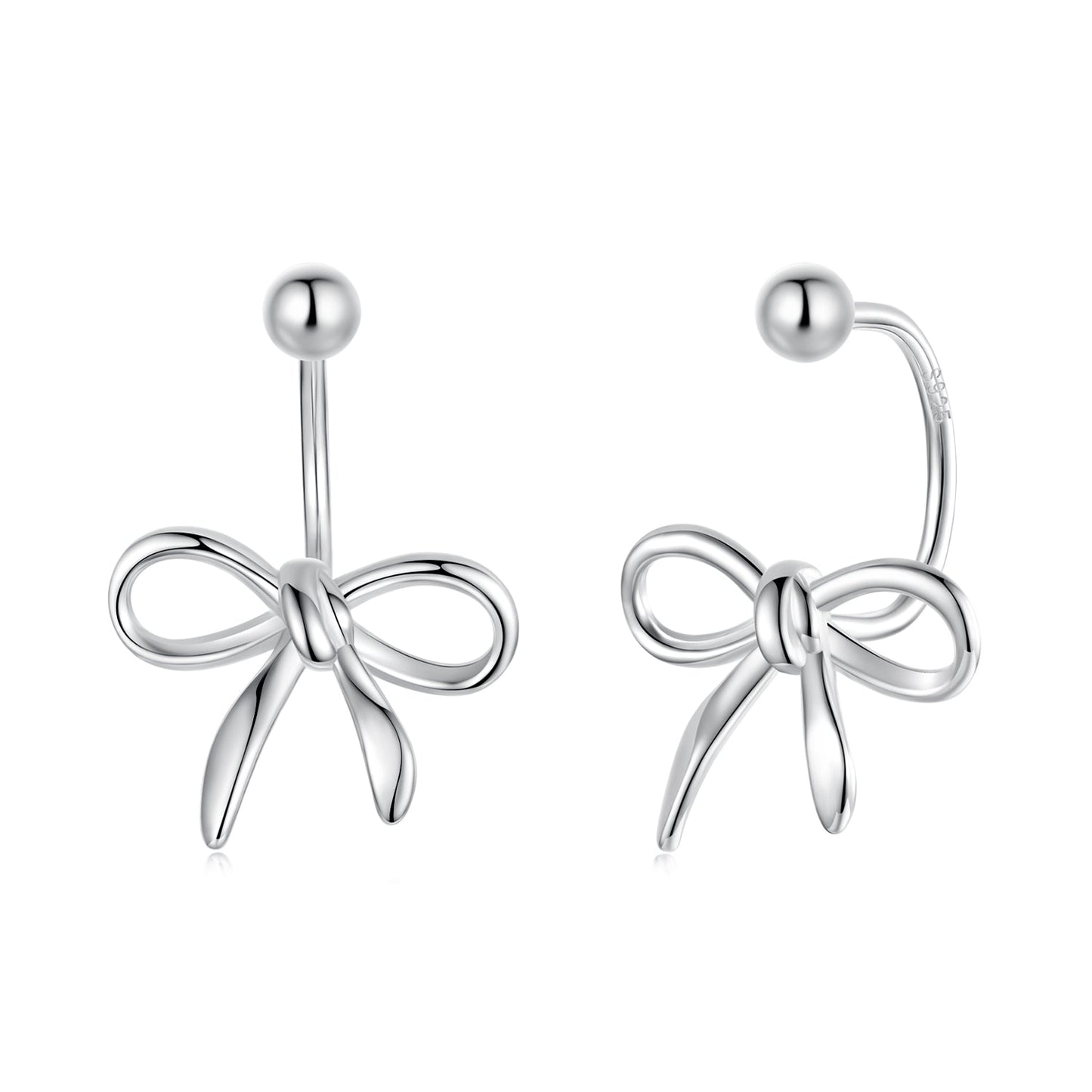 925 Sterling Silver Earrings with White Gold Plating - 1.0*1.3 cm