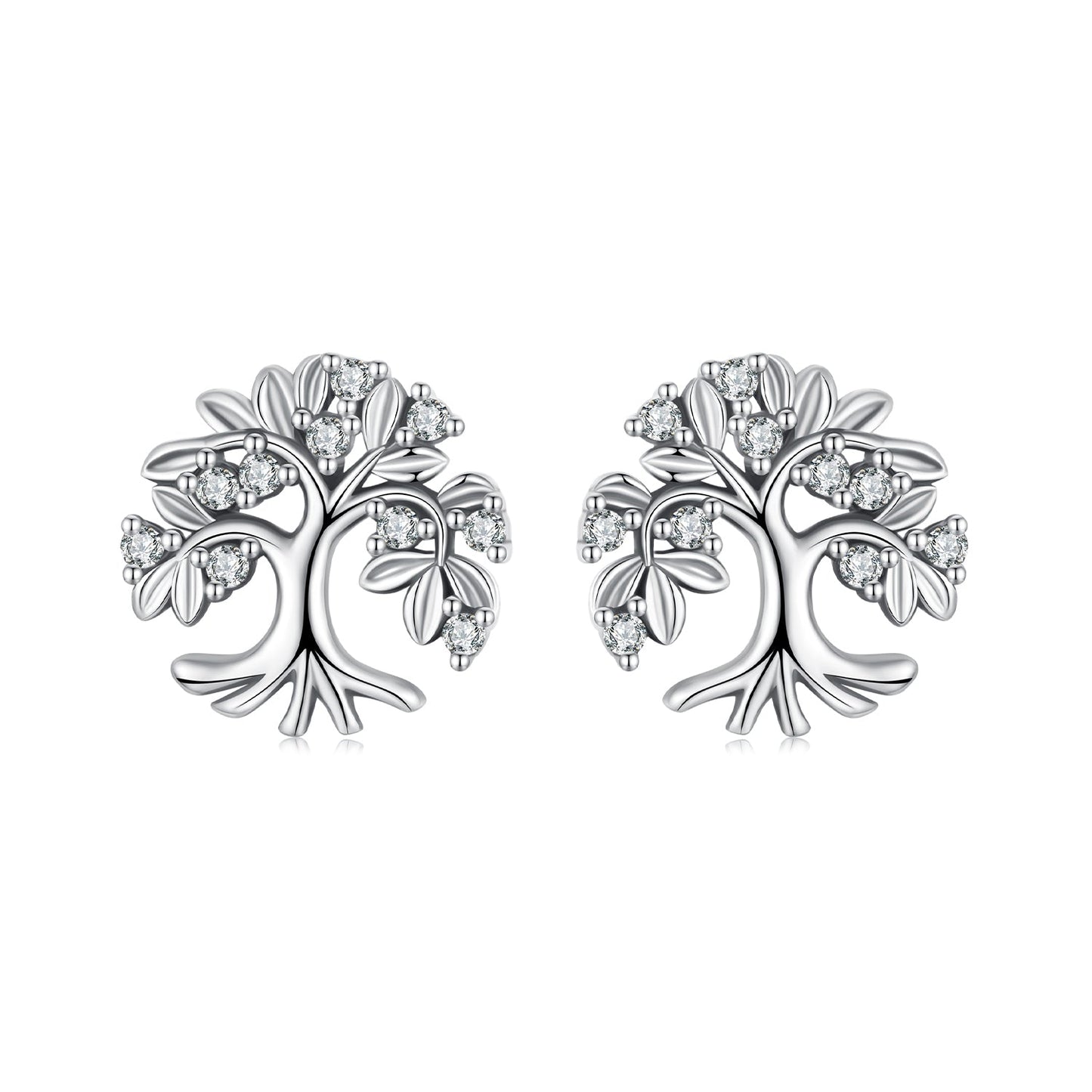 925 Sterling Silver Earrings with Pave Setting CZ - Oxidized Finish - 0.9cm